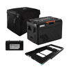 The iTechworld iFROST 40L Fridge Freezer set includes a fridge slide, protective cover, and 20AH rechargeable battery, all displayed on a white background.
