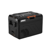 The iTechworld iFROST Fridge Freezer 40L is a black, single-zone portable unit with a flat lid, control panel, orange handle accents, and efficient LG compressor. The FROST logo is on the side. Pictured on a white background.