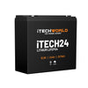 iTECH24 12v 24Ah Lithium Ion Battery - LiFePO4 Deep Cycle Camping RV Solar Golf Buggy