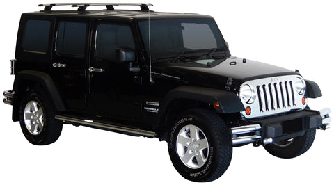 Jeep Wrangler (2007-2019) Unlimited JK 5 Door SUV 2007 - Apr 2019 (Naked Roof) Aero ThruBar Yakima Roof Rack