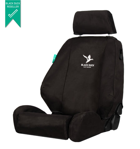 Mitsubishi Triton MK GLX (1996-2006) Dual Cab Black Duck Canvas Front and rear  Seat Cover with Map Pocket - MT316