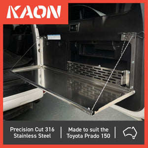 Toyota Prado (2002-2009) 120 Series Kaon Rear Door Drop Down Table and Cage SKU: KS0185/KS0528