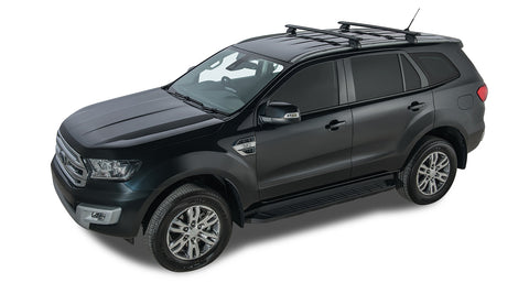 Ford Everest (2015-2022) UA 5dr SUV With Flush Rails 15 to Vortex SX Black 2 Bar Roof Rack JA8145 Rhino Rack