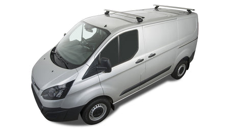 Ford Transit (2014-2019) Custom 2dr Van SWB Vortex RLTP Silver 2 Bar Roof Rack JA5412 Rhino Rack