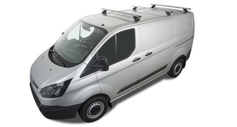 Ford Transit (2014-2019) Custom 2dr Van SWB Vortex RLTP Silver 3 Bar Roof Rack JA5416 Rhino Rack