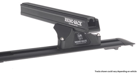 Nissan Navara (2006-2015) D40 (Heavy Duty RLTP Trackmount Black 2 Bar Roof Rack JA0662 Rhino Rack