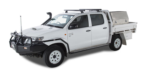 Toyota Hilux (2005-2015) Gen 7 4dr Ute Dual Cab Heavy Duty RLT600 Trackmount Black 2 Bar Roof Rack JA6233 Rhino Rack