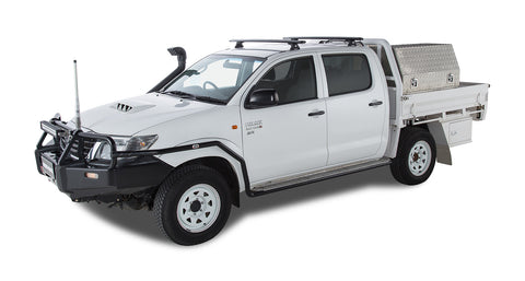 Toyota Hilux (2005-2015) Gen 7 4dr Ute Dual Cab Vortex RLT600 Trackmount Black 2 Bar Roof Rack JA6178 Rhino Rack