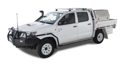Toyota Hilux (2005-2015) Gen 7 4dr Ute Dual Cab Vortex RLT600 Trackmount Silver 2 Bar Roof Rack JA6183 Rhino Rack
