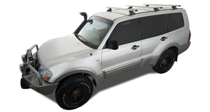 Mitsubishi Pajero (2000-2006) NM - NP 4dr 4WD LWB Vortex RLTP Trackmount Silver 3 Bar Roof Rack JA2689 Rhino Rack