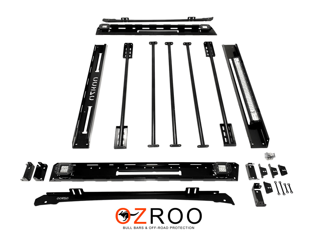 Mitsubishi Triton (2015-2023) MQ MR Dual Cab ULTIMATE Roof Rack - Integrated Light Bar & Side lights