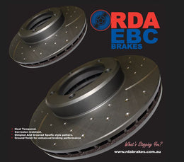Toyota Hilux (2015+) GUN Front RDA DIMPLED BRAKE ROTORS +  EXTREME PADS