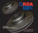 Toyota Prado 120 series (2003-2009) FRONT SLOTTED AND DIMPLED BRAKE ROTORS +  EXTREME PADS