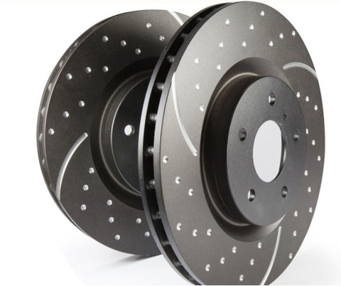 Toyota Prado 120 series (2003-2009) FRONT AND REAR SLOTTED AND DIMPLED BRAKE ROTORS +  EXTREME PADS