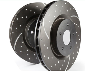 Toyota Prado 120 series (2003-2009) FRONT SLOTTED AND DIMPLED BRAKE ROTORS +  EXTREME PADS