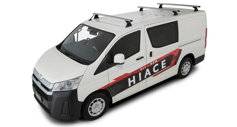 Toyota Hiace (2019-20) Gen 6 2dr Van LWB Vortex RCH Silver 3 Bar Roof Rack JB1600 Rhino Rack