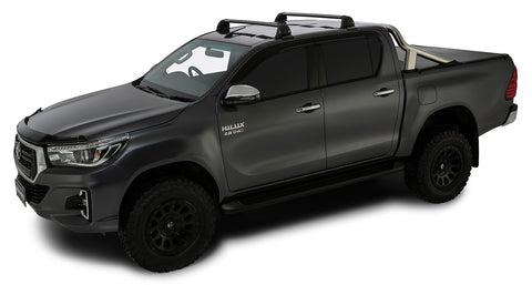 Toyota Hilux (2015-2023) Gen 8 4dr Ute Double Cab Vortex ROC25 Flush Black 2 Bar Roof Rack RV0657B Rhino Rack