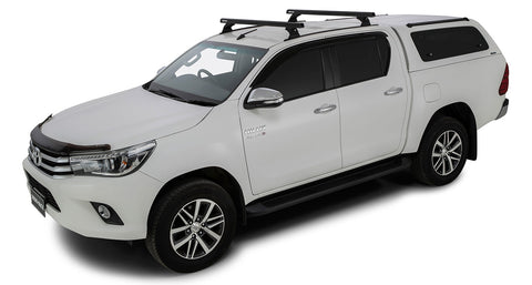 Toyota Hilux (2015-2023) Gen 8 4dr Ute Double Cab Heavy Duty RCH Trackmount Black 2 Bar Roof Rack JB0952 Rhino Rack