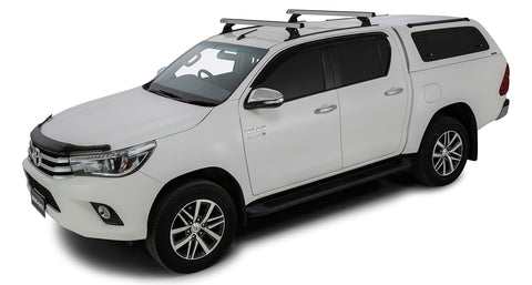 Toyota Hilux (2015-2023) Gen 8 4dr Ute Double Cab Heavy Duty RCH Trackmount Silver 2 Bar Roof Rack JB0951 Rhino Rack