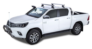 Toyota Hilux (2015-2024) Gen 8 4dr Ute Double Cab Heavy Duty 2500 Silver 2 Bar Roof Rack JA7998 Rhino Rack