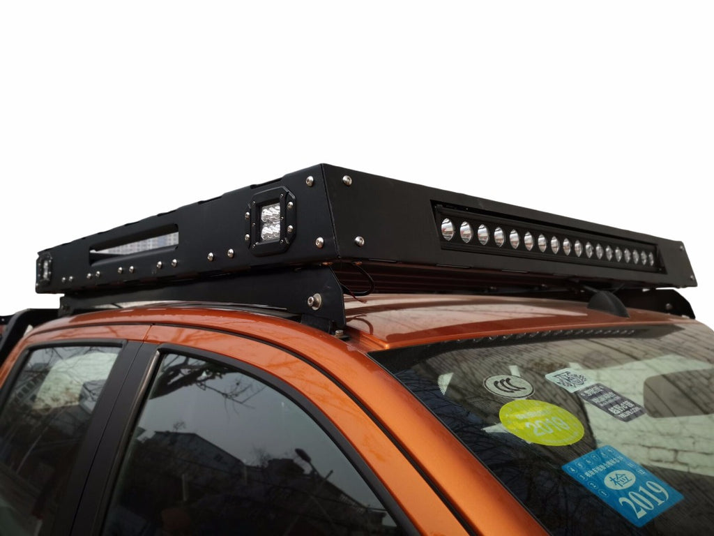 Mitsubishi Triton (2015-2023) MQ MR Dual Cab ULTIMATE Roof Rack - Integrated Light Bar & Side lights